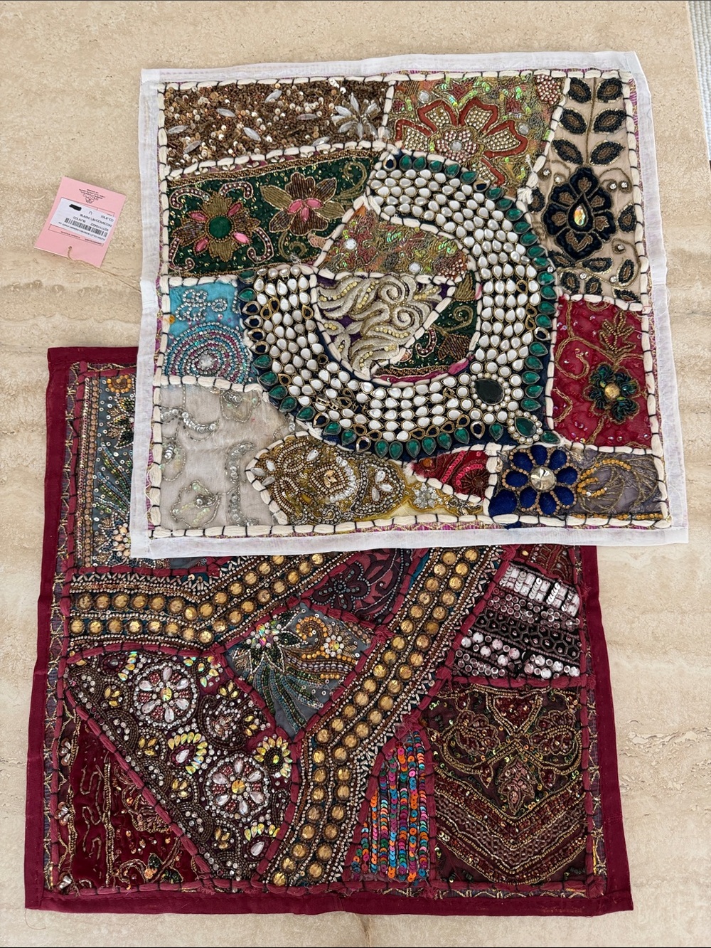 Mediterranean beaded Patchwork pillow cases (2) - Multicolor